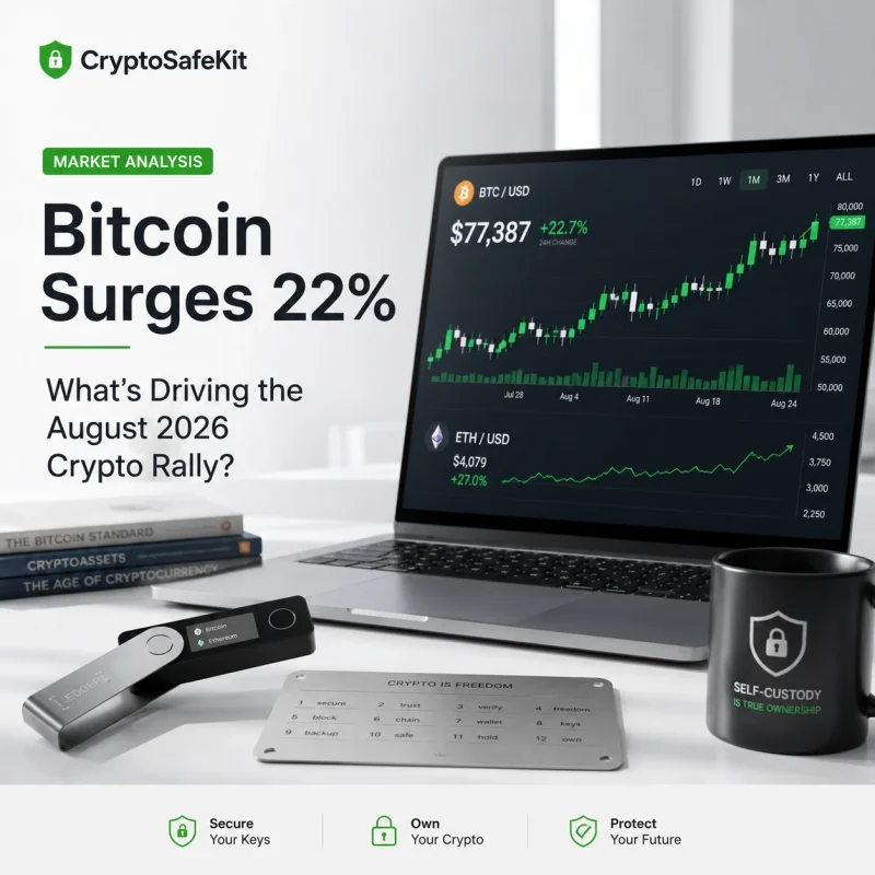 Bitcoin August 2026 crypto rally market analysis with hardware wallet and self-custody security