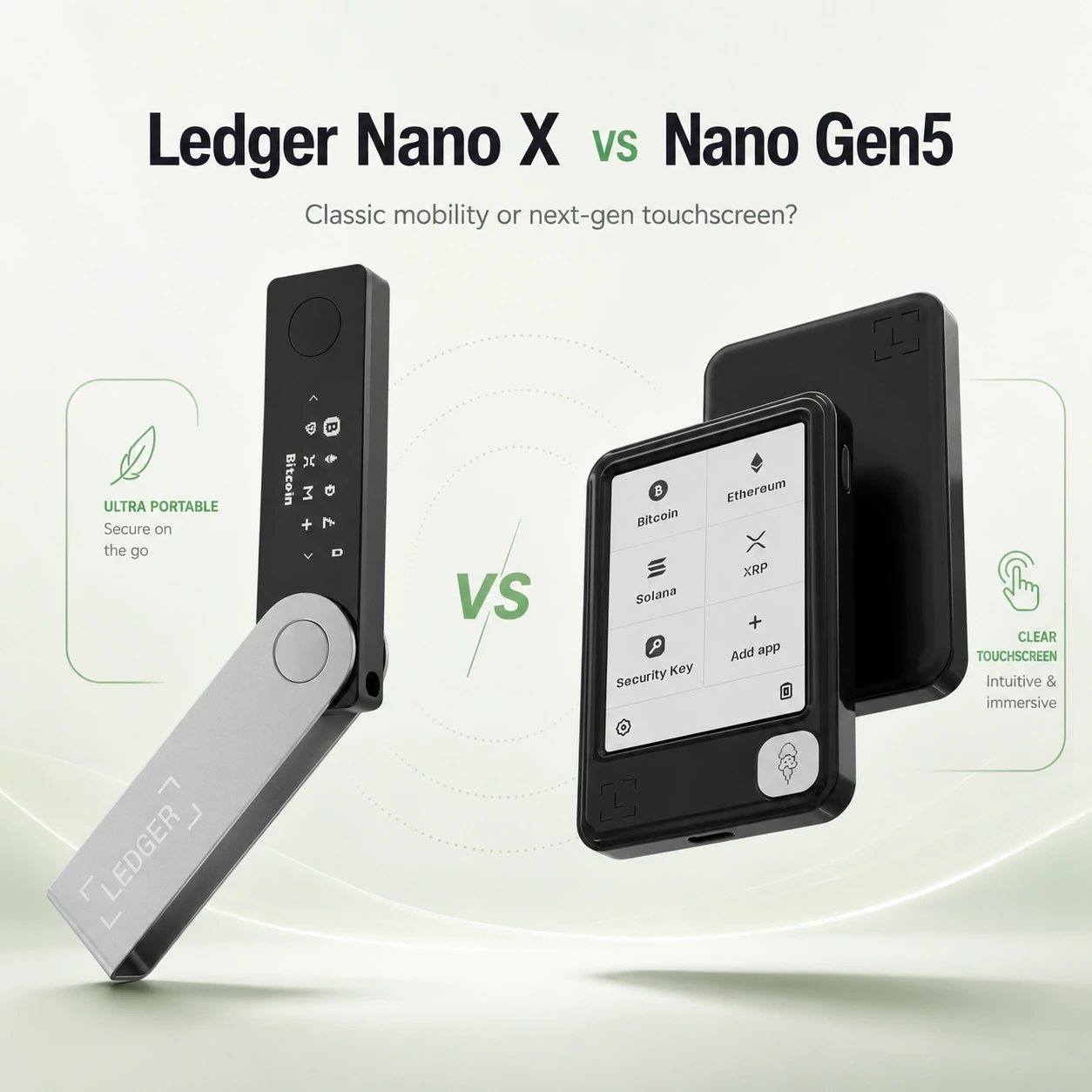 Ledger Nano X vs Nano Gen5 2026 hardware wallet comparison